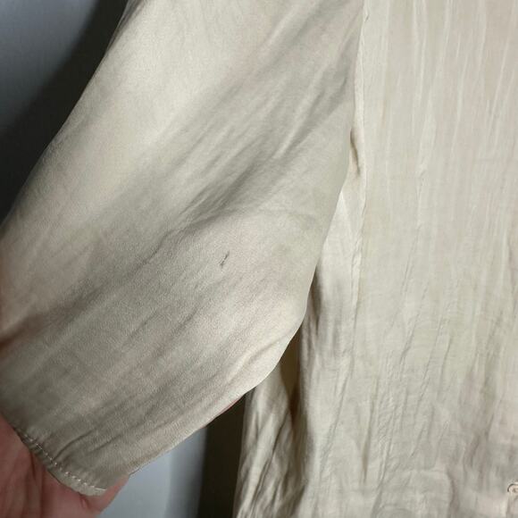 RACHEL Rachel Roy Women's‎ Cream Lapel Collar Short Sleeve Button Down Shirt L - Picture 5 of 5